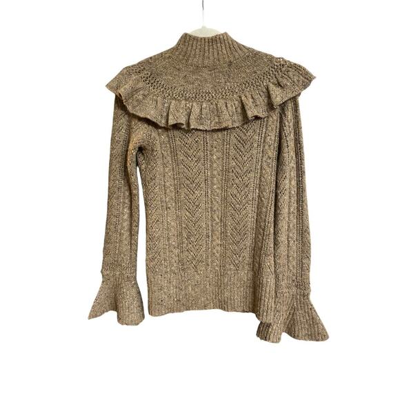 WILLOW & Clay wo size Small soft brown wool blend sweater ruffle accent EUC - Picture 10 of 14